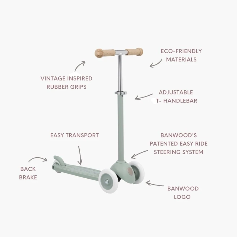 Skuter ekologjik +3 vjeç jeshile pastel Banwood - Figura 2